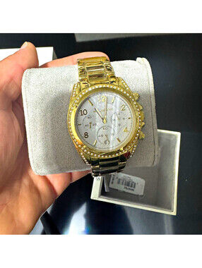 Michael Kors Gold-tone Chronograph Watch with Crystal Accent